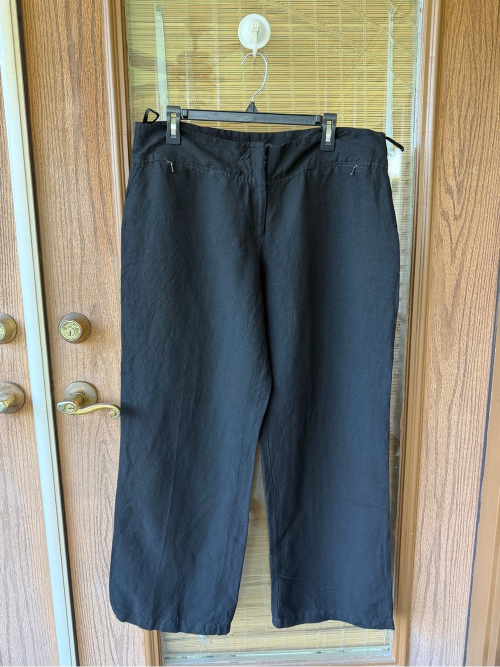Eileen Fisher Black Linen-Blend Wide Leg Pants